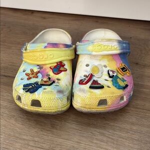CROCS Pastel Tirle Dye with Decorative Charms